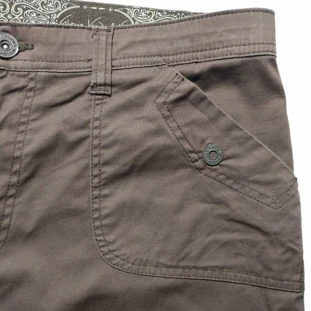 Gloria Vanderbilt Women's Brown Cargo Capri Drawstring Tie Cuff Size 14 - Picture 3 of 9